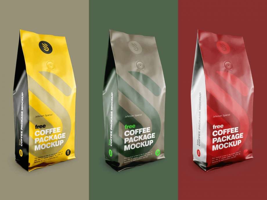 Download Aluminium Coffee Standing Pouch Mockup for Free. A 3d