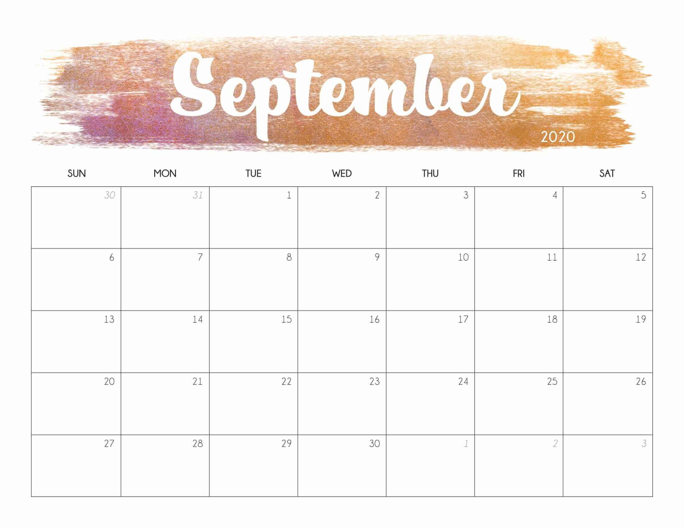 Cute September 2020 Calendar Printable Printable December Calendar