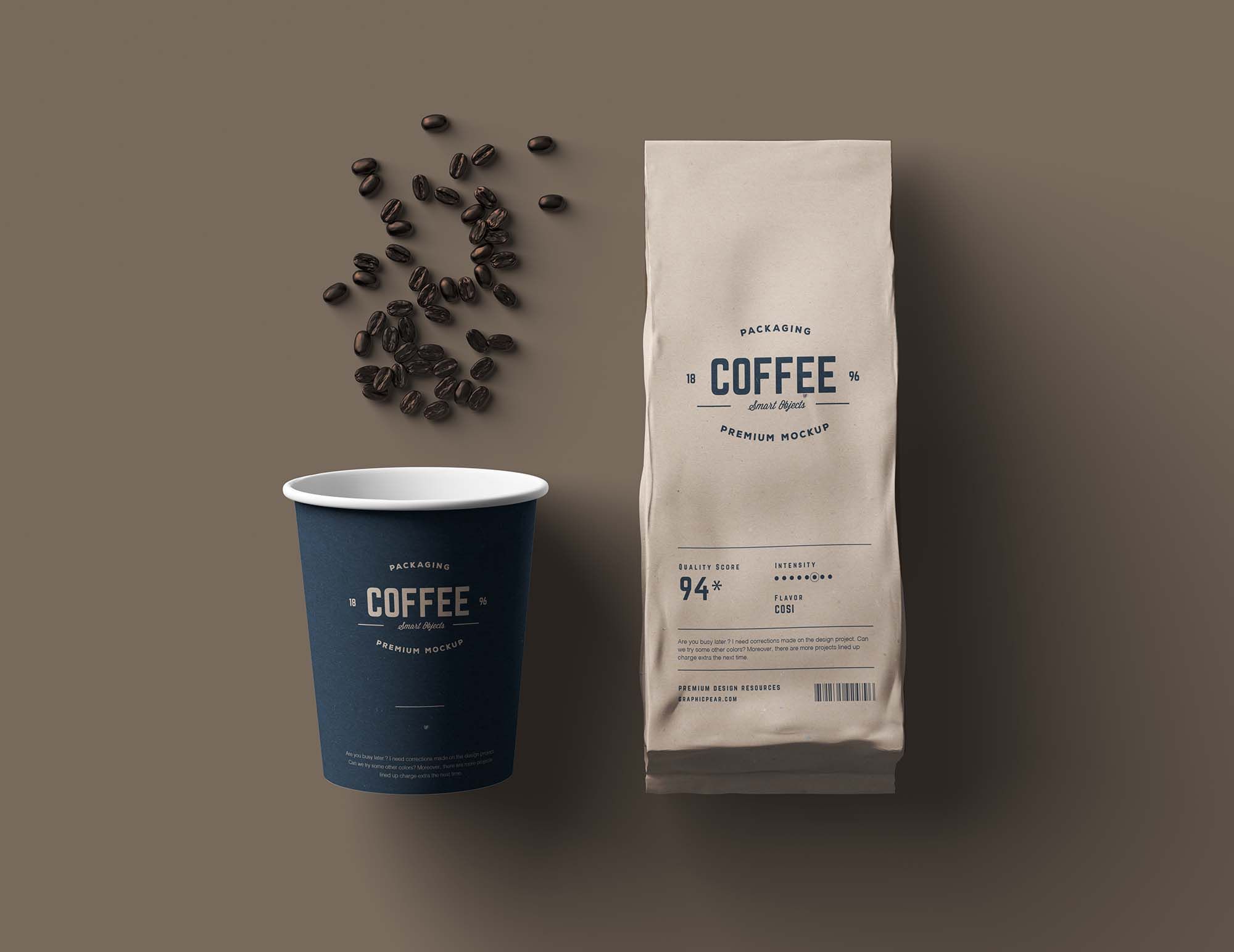 Free Paper Coffee Cup and Bag Packaging Mockup - Package Mockups