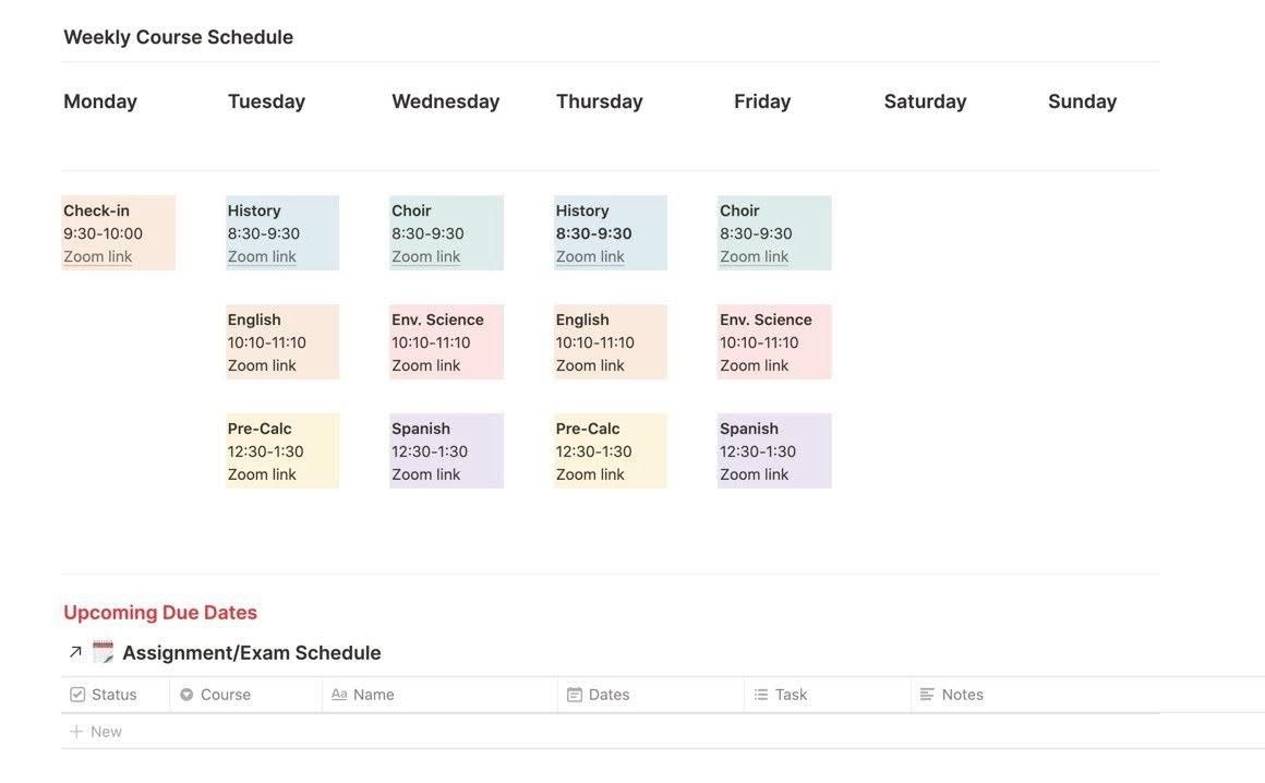 Pin by Paige Liberski on Notion | Schedule template, Aesthetic template