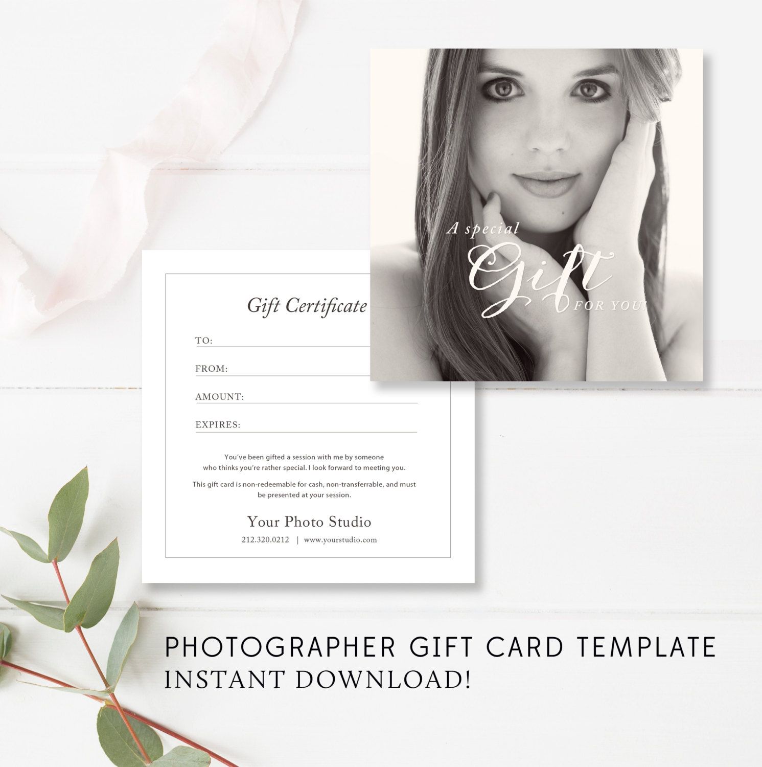 Photography Gift Card Template Photographer Gift Certificate | Etsy