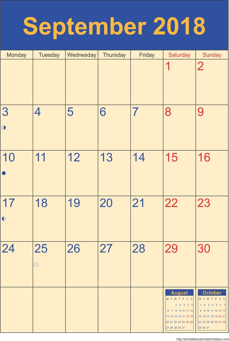 Calendar September 2018 Portrait | Calendar printables, Blank calendar